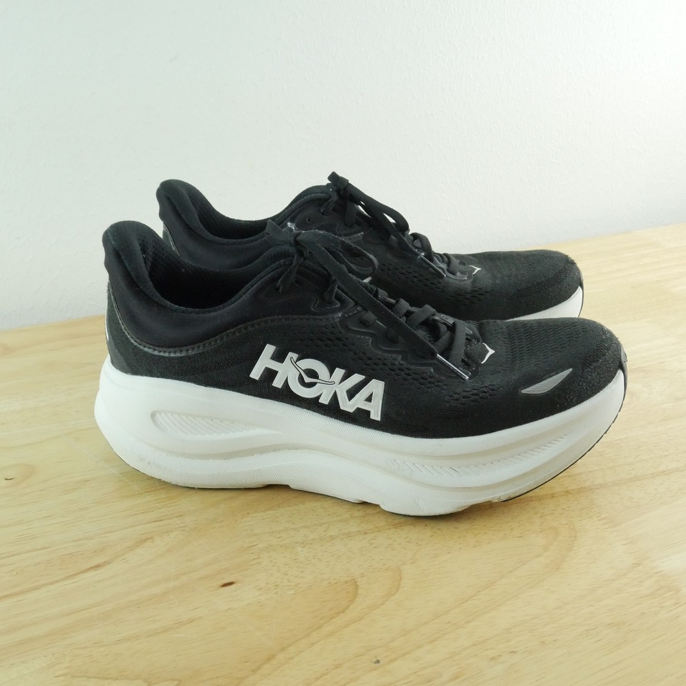 Hoka One One Bondi 9 Mens Road Running Shoes Black 9D Athletic Walking Sneakers